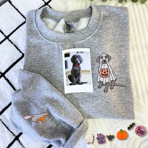 Custom Dog Embroidered Halloween Ghost Dog Sweatshirt or Hoodie