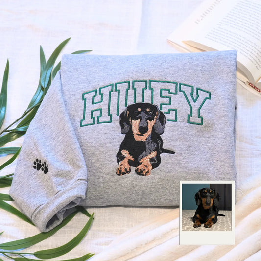 Custom Dog Life Shirt, Sweatshirt or Hoodie with Your Pet's Portrait Photo, Unique Embroidered Gift for Dog Mom Dog Dad