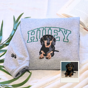 Custom Dog Life Shirt, Sweatshirt or Hoodie with Your Pet's Portrait Photo, Unique Embroidered Gift for Dog Mom Dog Dad