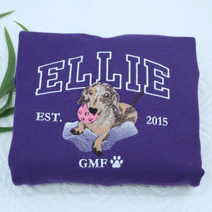 Custom Dog Life Shirt, Sweatshirt or Hoodie with Your Pet's Portrait Photo, Unique Embroidered Gift for Dog Mom Dog Dad
