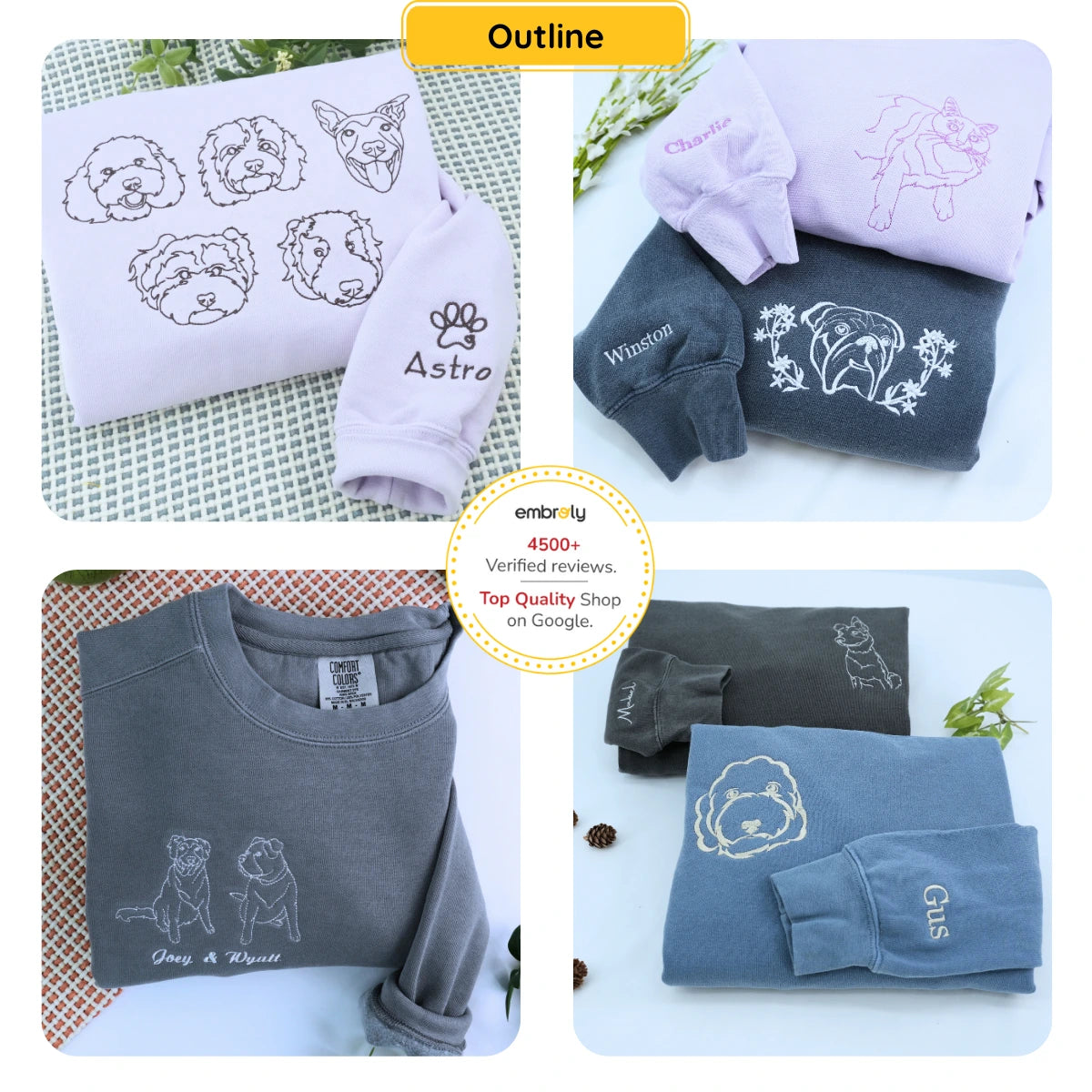 Custom Dog Portrait T-Shirt or Sweatshirt - Embroidered Photo Dog, Nam Custom Dog Portrait T-Shirt or Sweatshirt - Embroidered Photo Dog, Nam