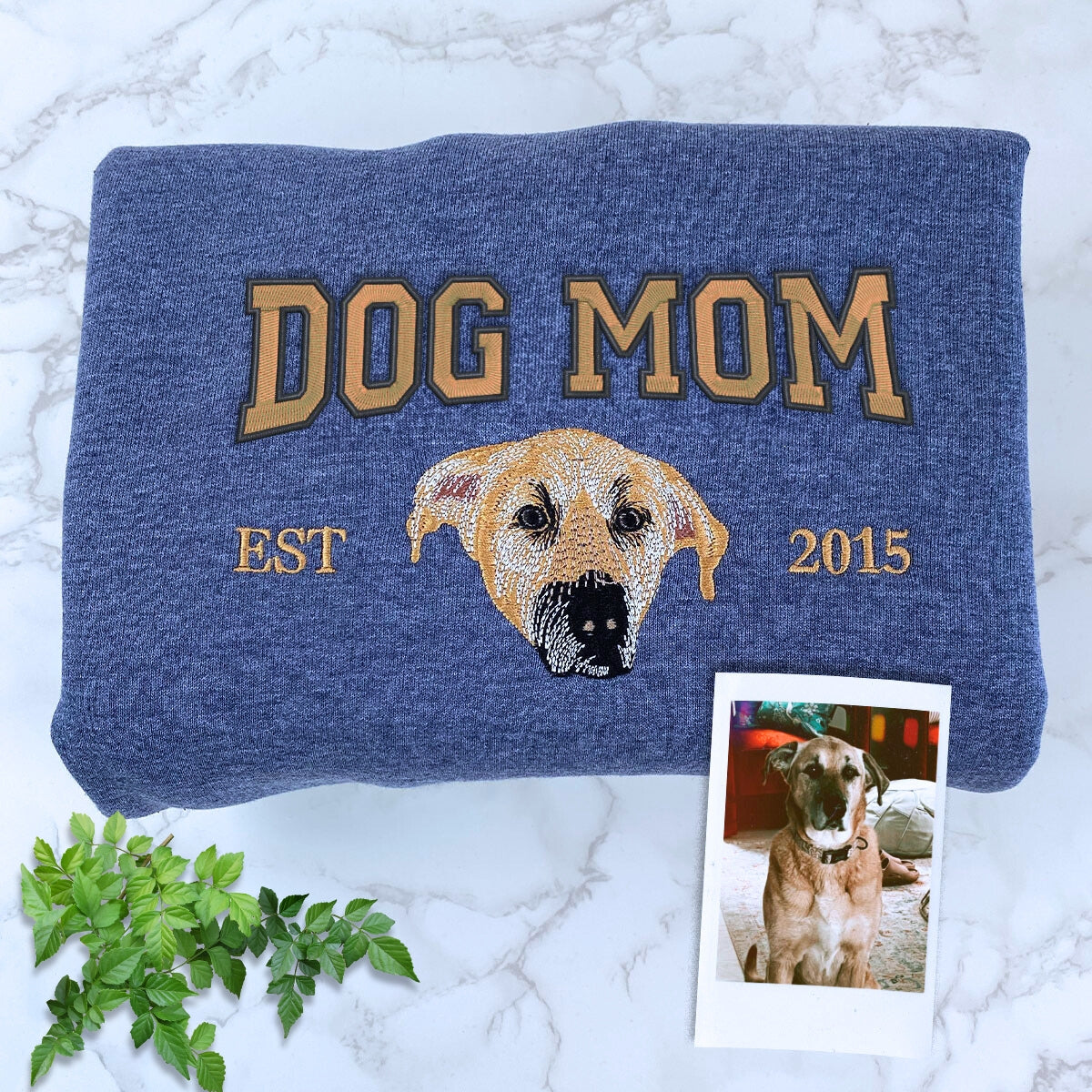 Custom Embroidered Dog Mom Varsity Sweatshirt, Personalized Crewneck with Icon, Gift For Dog Owners - Embroly