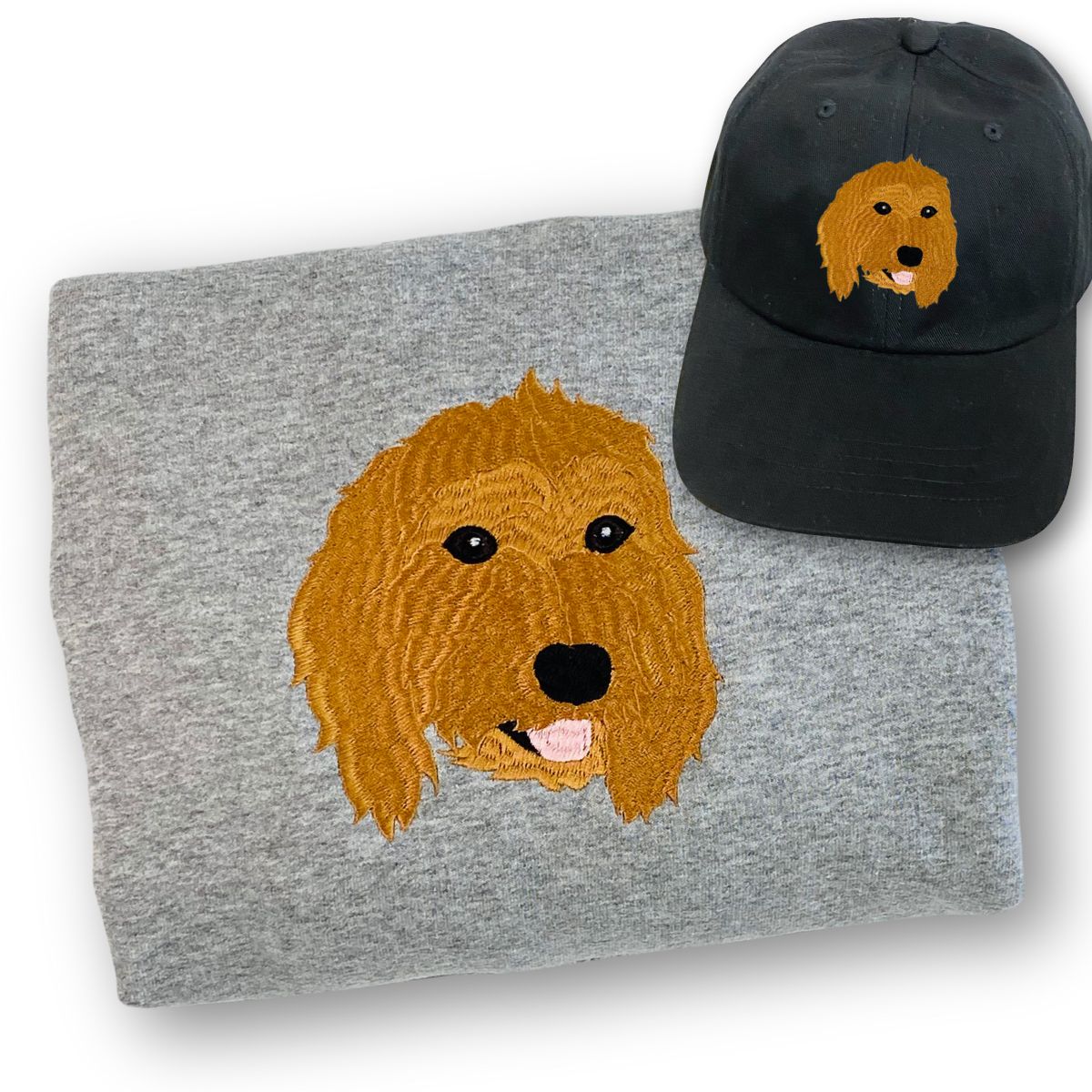 Dog lover matching sweatshirt and hat set featuring pet-themed design
