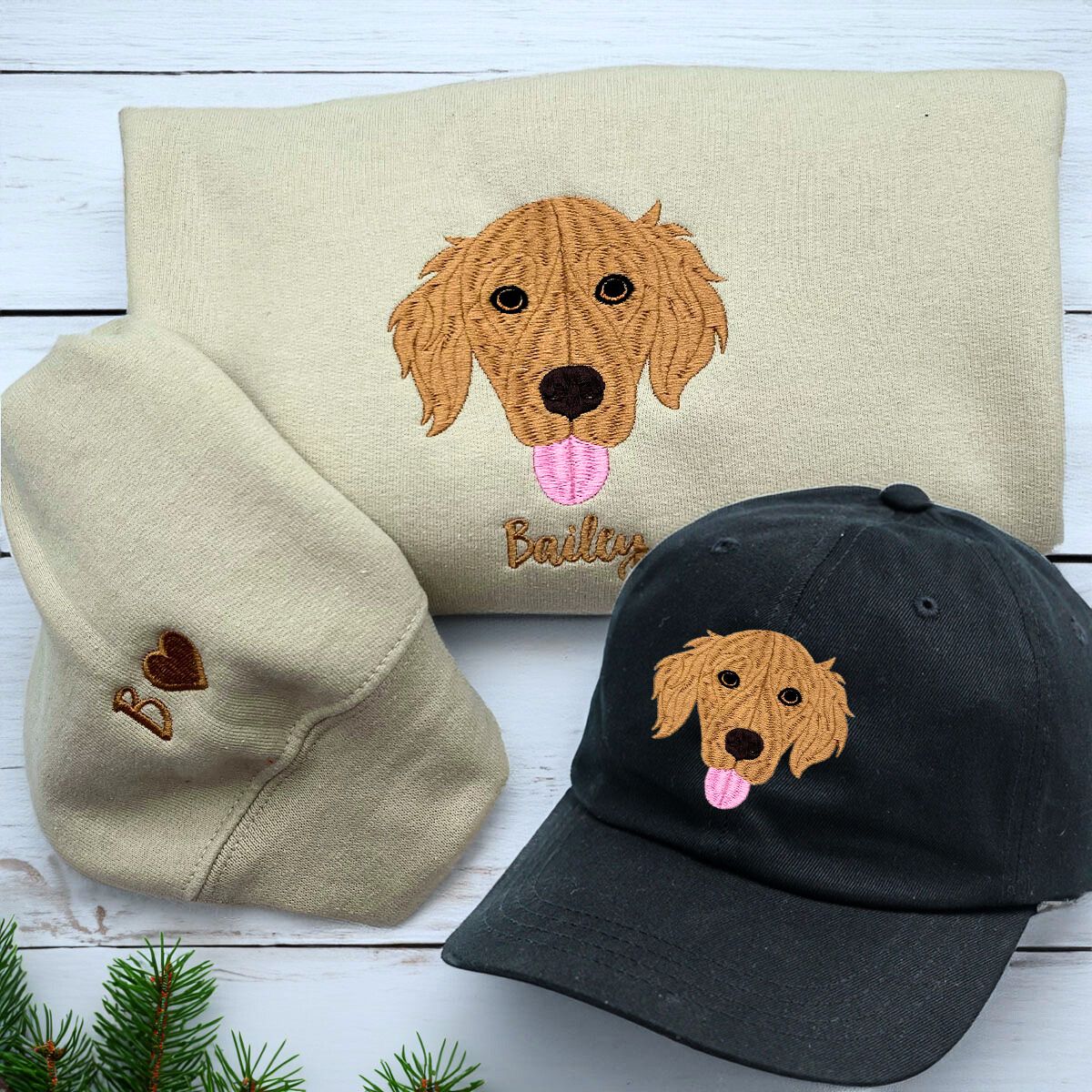 Dog lover matching sweatshirt and hat set featuring pet-themed design