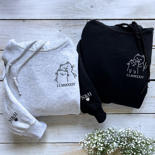 Doodle Cat Embroidered Sweatshirt Main