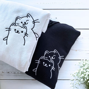 Custom Embroidered Doodle Cat Matching Sweatshirt or Hoodie