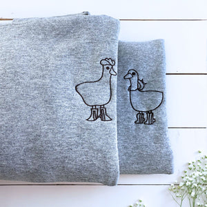 Custom Embroidered Lovely Duck Cowboy Duck Matching Sweatshirt or Hoodie