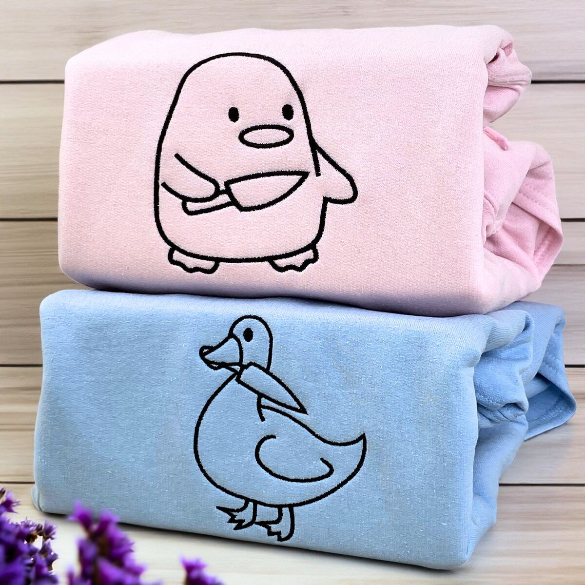Custom Duck Duck Goose Sweatshirt or Hoodie, Embroidered for Couple Valentine's Gifts