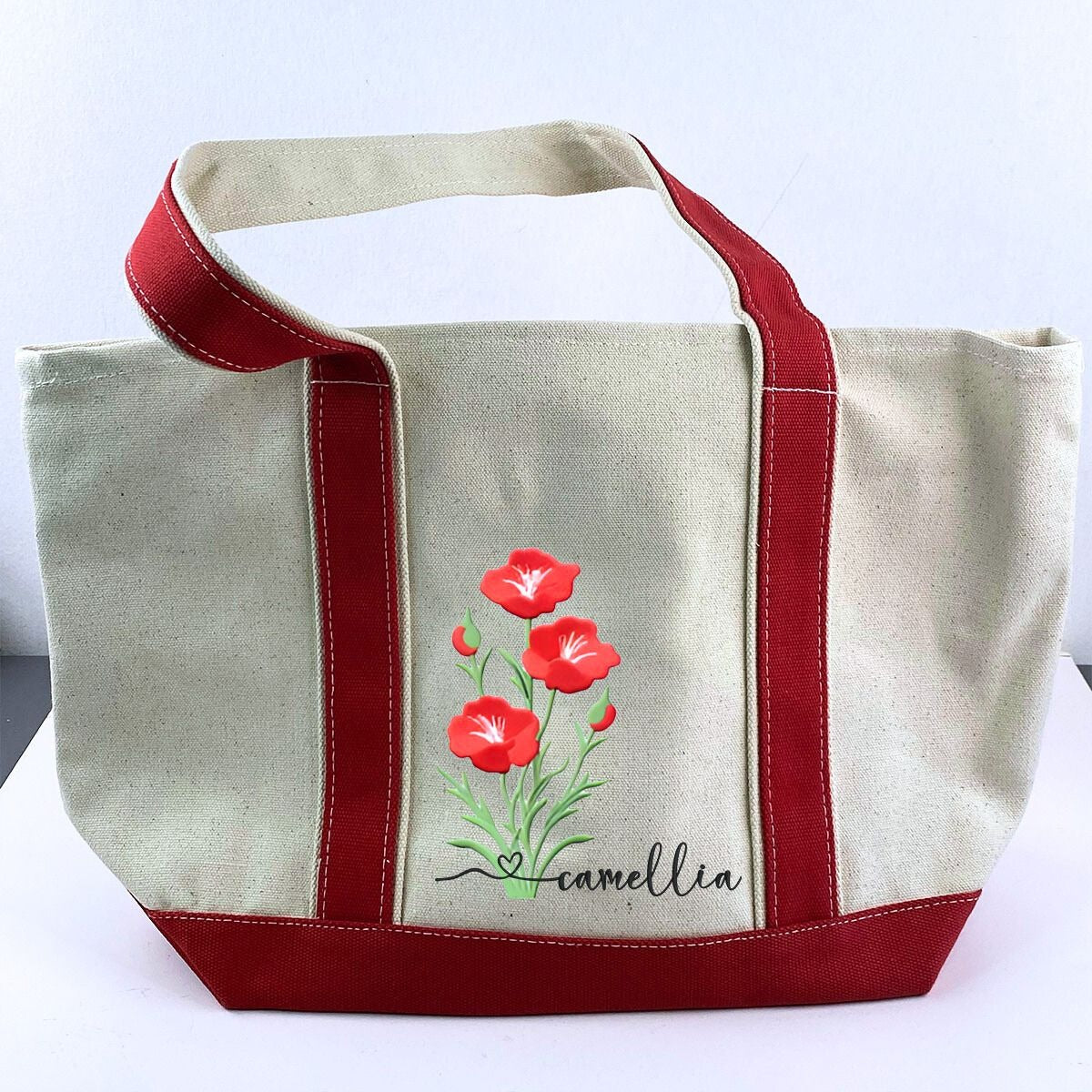 Custom Embroidered Birth Month Flower Tote Bag, Birthday Gift for Her - Embroly