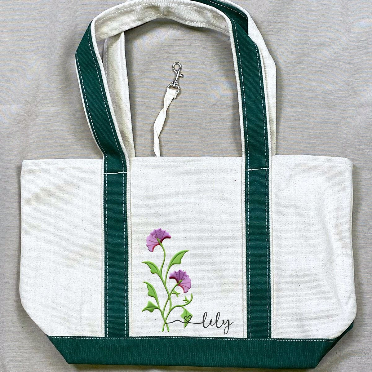 Custom Embroidered Birth Month Flower Tote Bag, Birthday Gift for Her - Embroly