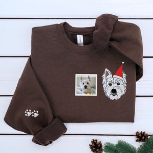 Personalized Dog Christmas Sweatshirt / Hoodie with Embroidered Photo, Unique Dog Lover Gift