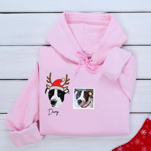 Personalized Dog Christmas Sweatshirt / Hoodie with Embroidered Photo, Unique Dog Lover Gift