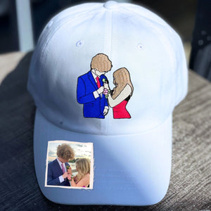 Custom Embroidered Couple Portrait Hat from Photo