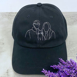 Custom Embroidered Couple Portrait Hat from Photo