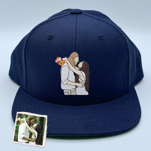 Custom Embroidered Couple Portrait Hat from Photo