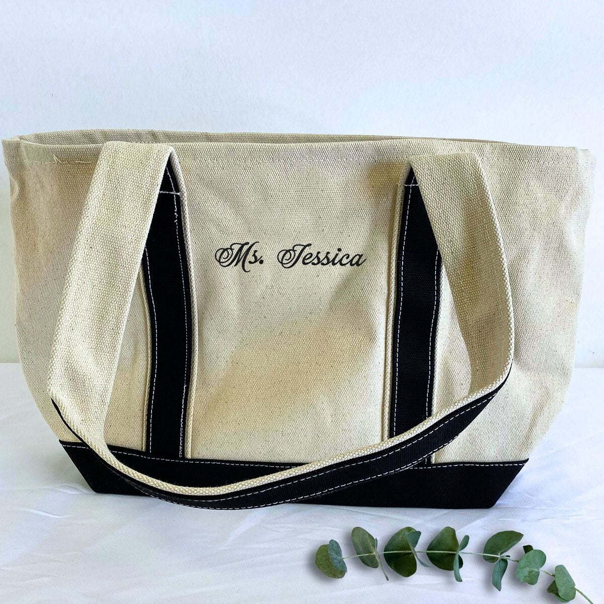 Embroidered Custom Text Tote Bag, Canvas Tote Bag, Gift for Her, Bachelorette Gift - Embroly