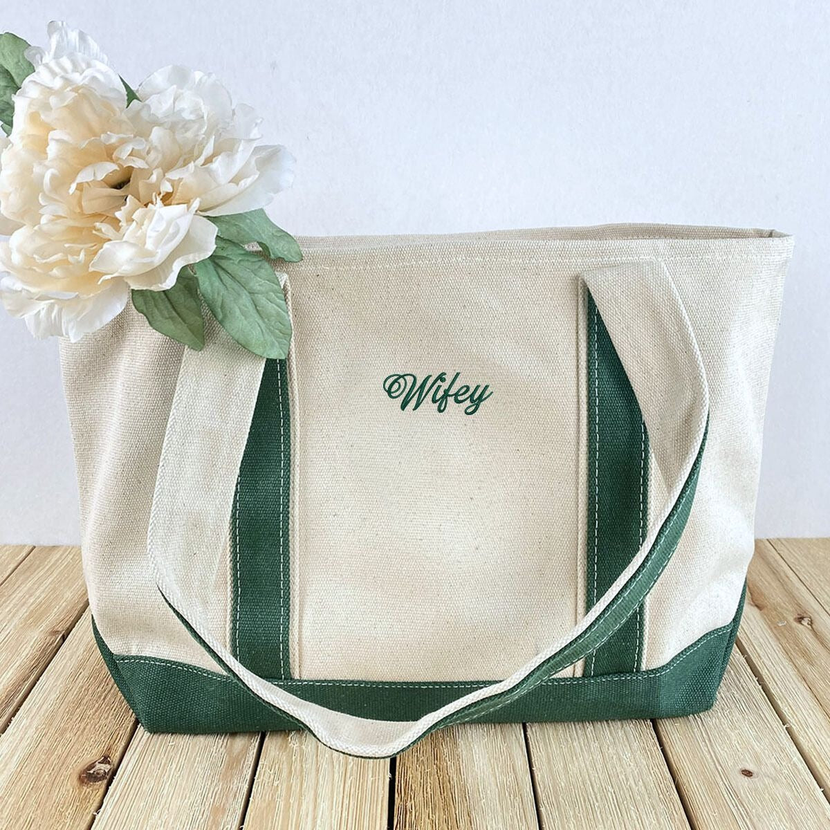 Embroidered Custom Text Tote Bag, Canvas Tote Bag, Gift for Her, Bachelorette Gift - Embroly