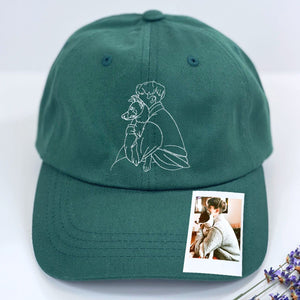 Custom Embroidered Dog Dad Portrait Hat from Photo