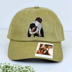 Custom Embroidered Dog Dad Portrait Hat from Photo