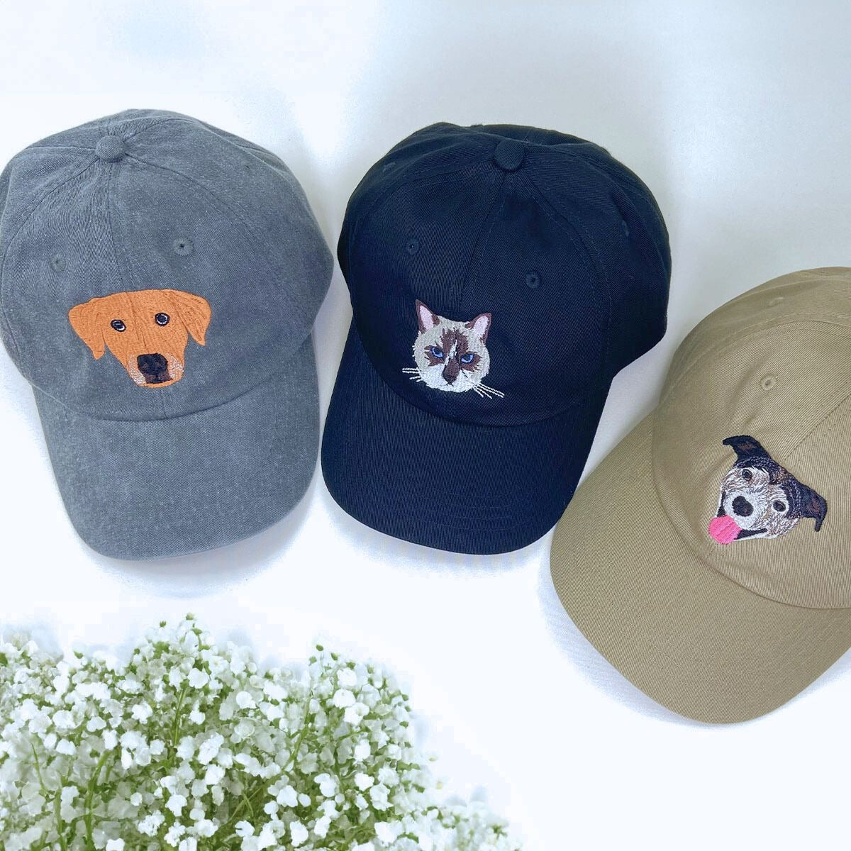 Custom Embroidery Dog Face Dad Hat, Personalized Embroidered Baseball Cap, Custom Embroidery buy Cat Face, Dog Dad Mom Gift