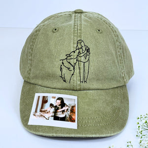 Custom Embroidered Dog Mom Portrait Hat from Photo