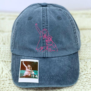 Custom Embroidered Dog Mom Portrait Hat from Photo