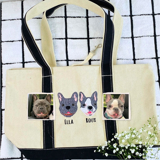 Embroidered Dog Tote Bag