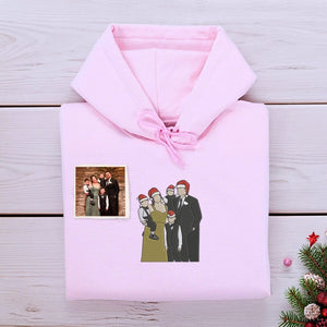 Personalized Christmas Gift For Family with Embroidered Family Portrait Photo Sweatshirt or Hoodie