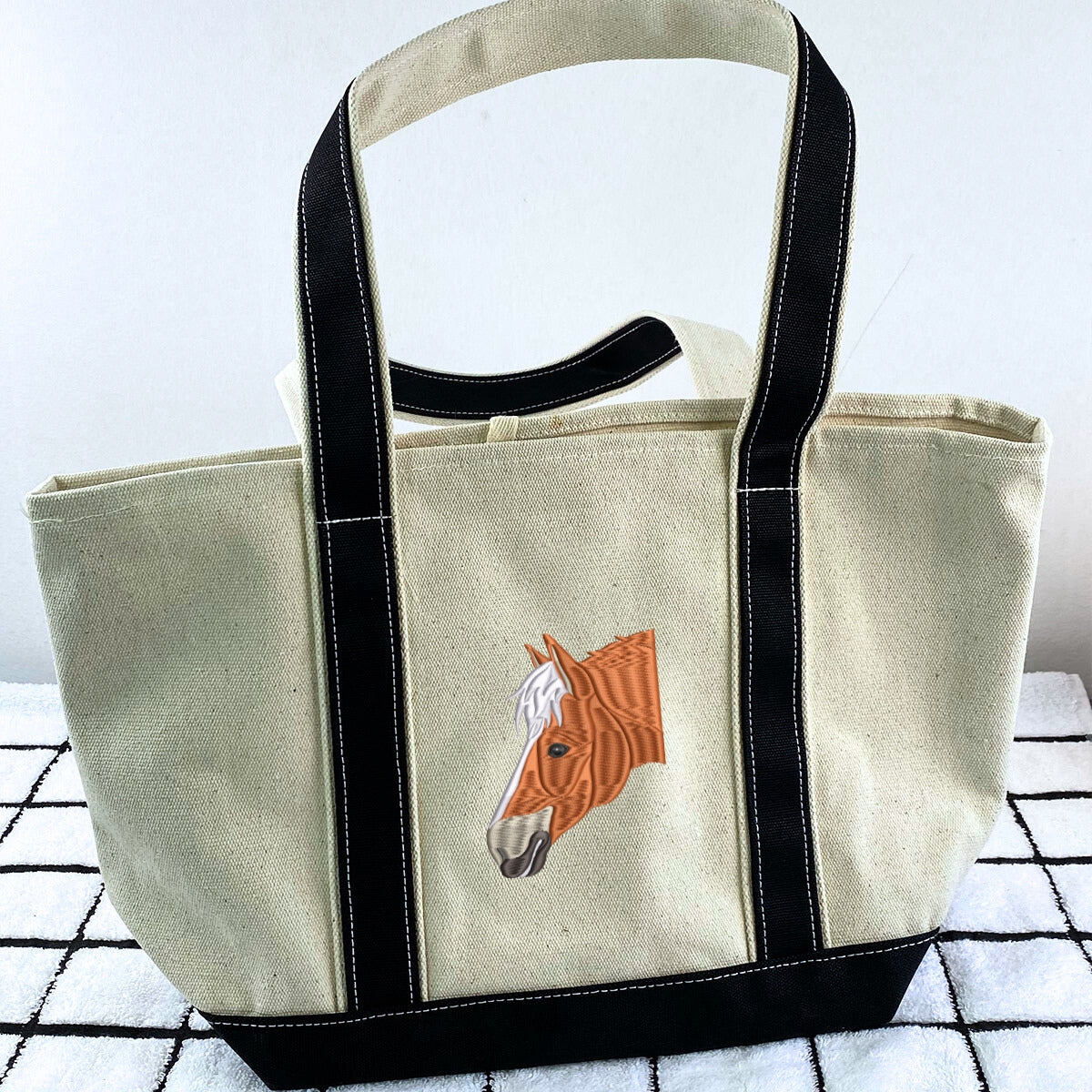 Personalized Horse Tote Bag with Custom Embroidered Photo - Unique Horse Lover Gift Idea - Embroly