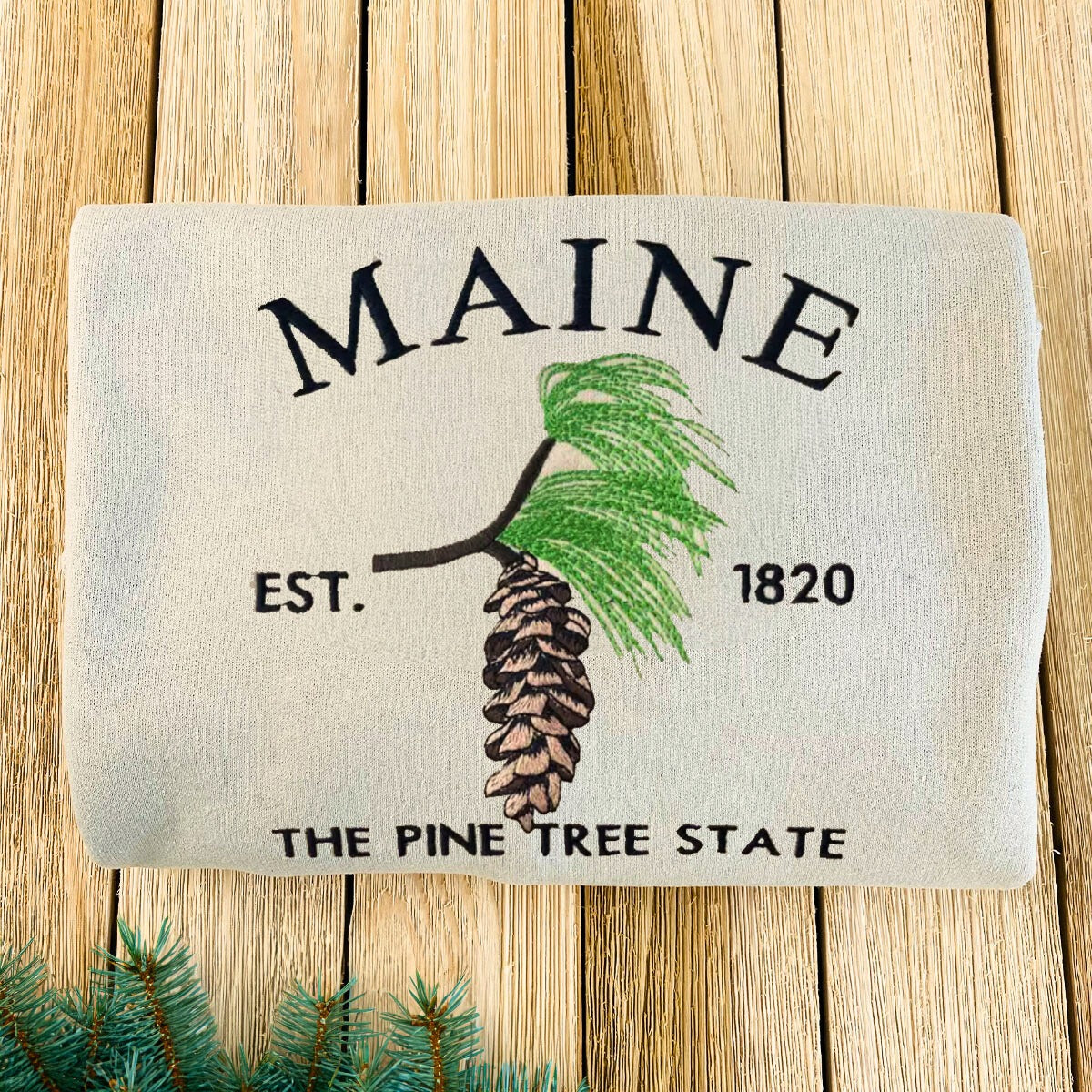 Embroidered Maine Sweatshirt