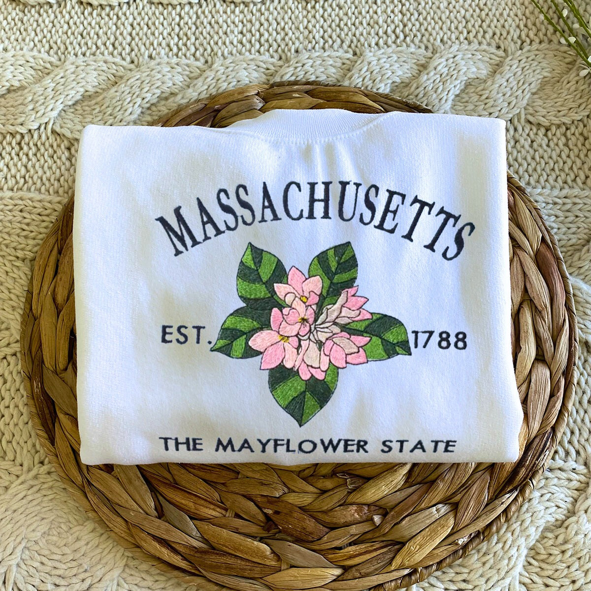 Embroidered Massachusetts Sweatshirt