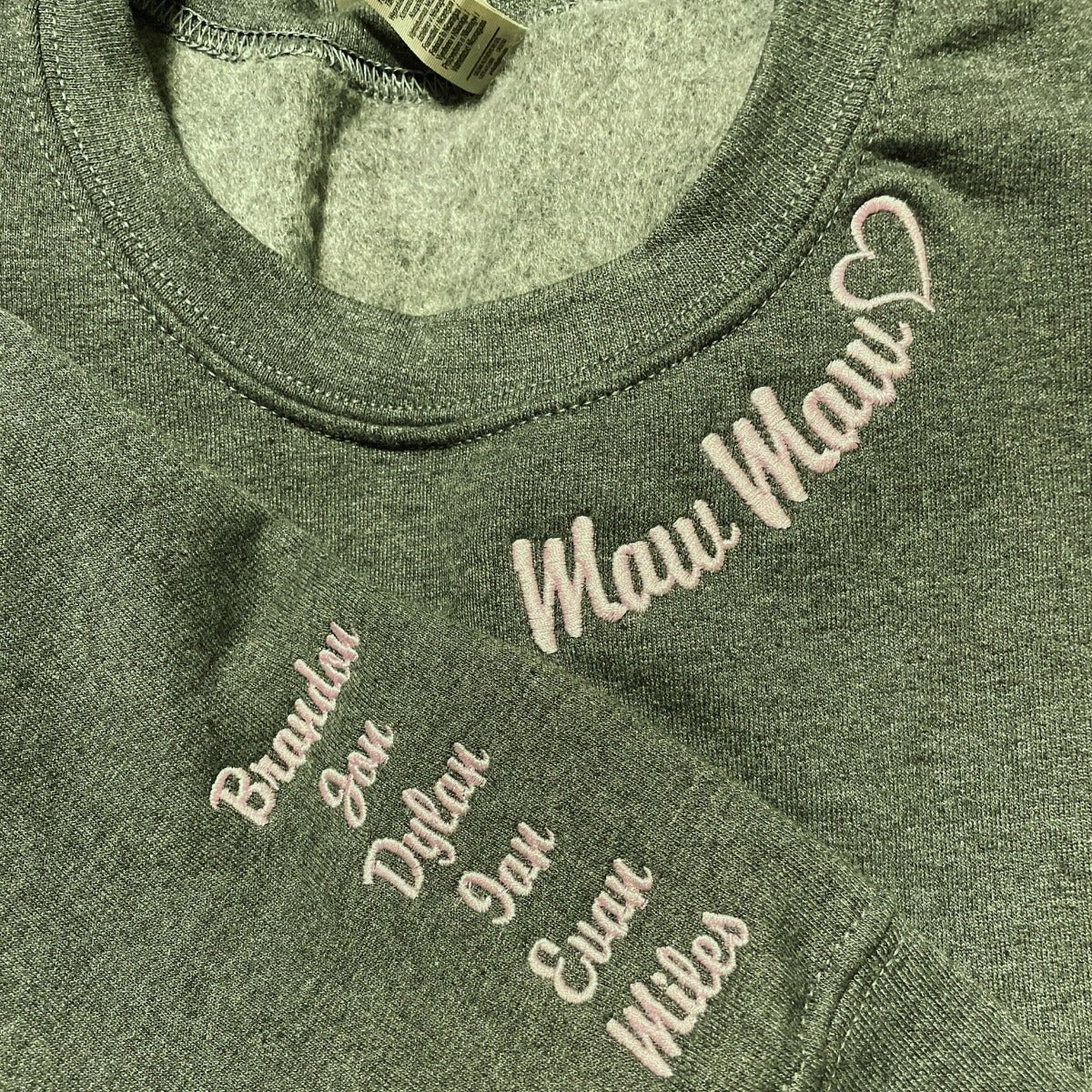 Custom Embroidered Mawmaw Sweatshirt with GrandKids Names on