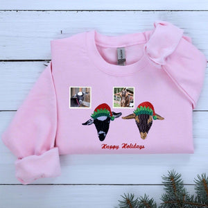 Personalized Pet Christmas Sweatshirt / Hoodie with Embroidered Photo,  Unique Pet Lover Gift