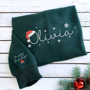 Custom Christmas Name Sweatshirt or Hoodie, Unique Embroidered Gift