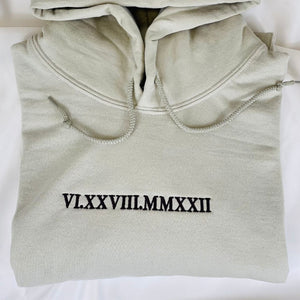 Personalized Roman Numeral Date Hoodies, Couple Custom Hoodies Sweatshirt