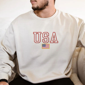 Embroidered American Flag Sweatshirt or Hoodie on 4th of July