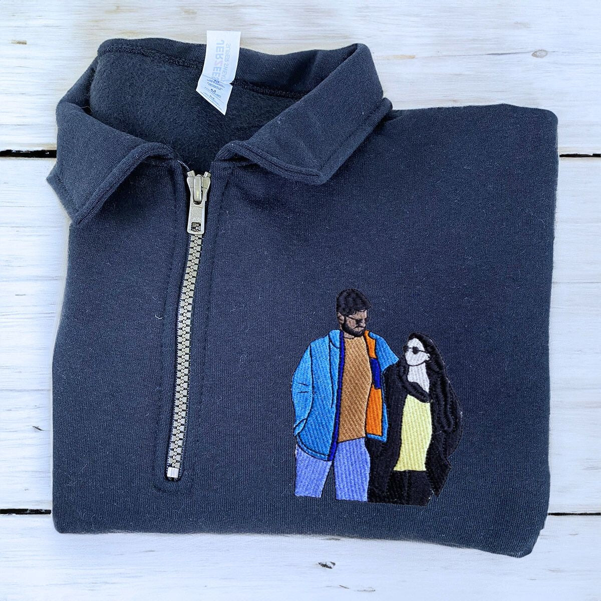 Custom Zip Up Couples Hoodies Embroidered Gift for Him Her Embroly