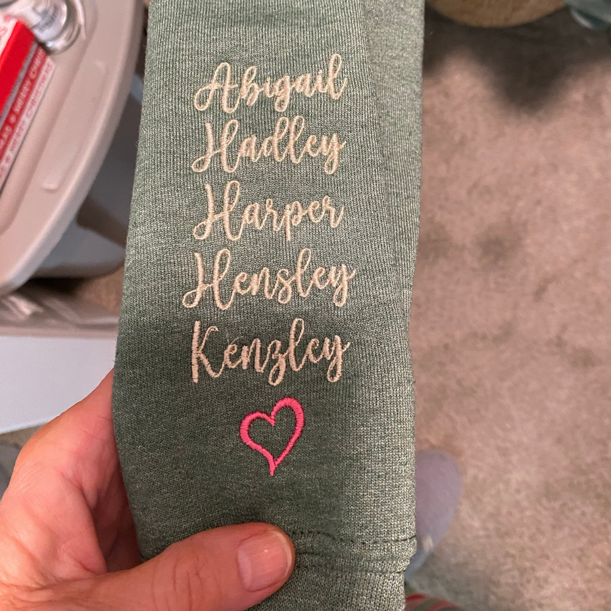 i-wear-my heart on my sleeve mom sweatshirt sleeve 3