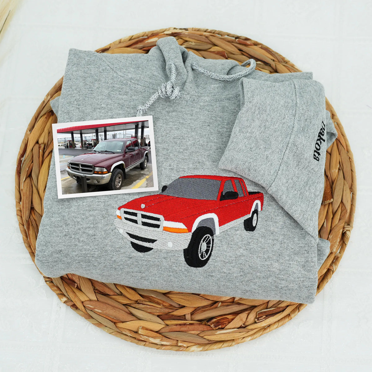 Custom Car Photo Embroidered Hoodie or Sweatshirt – Personalized Gift for Dad, Grandpa, or Car Lovers