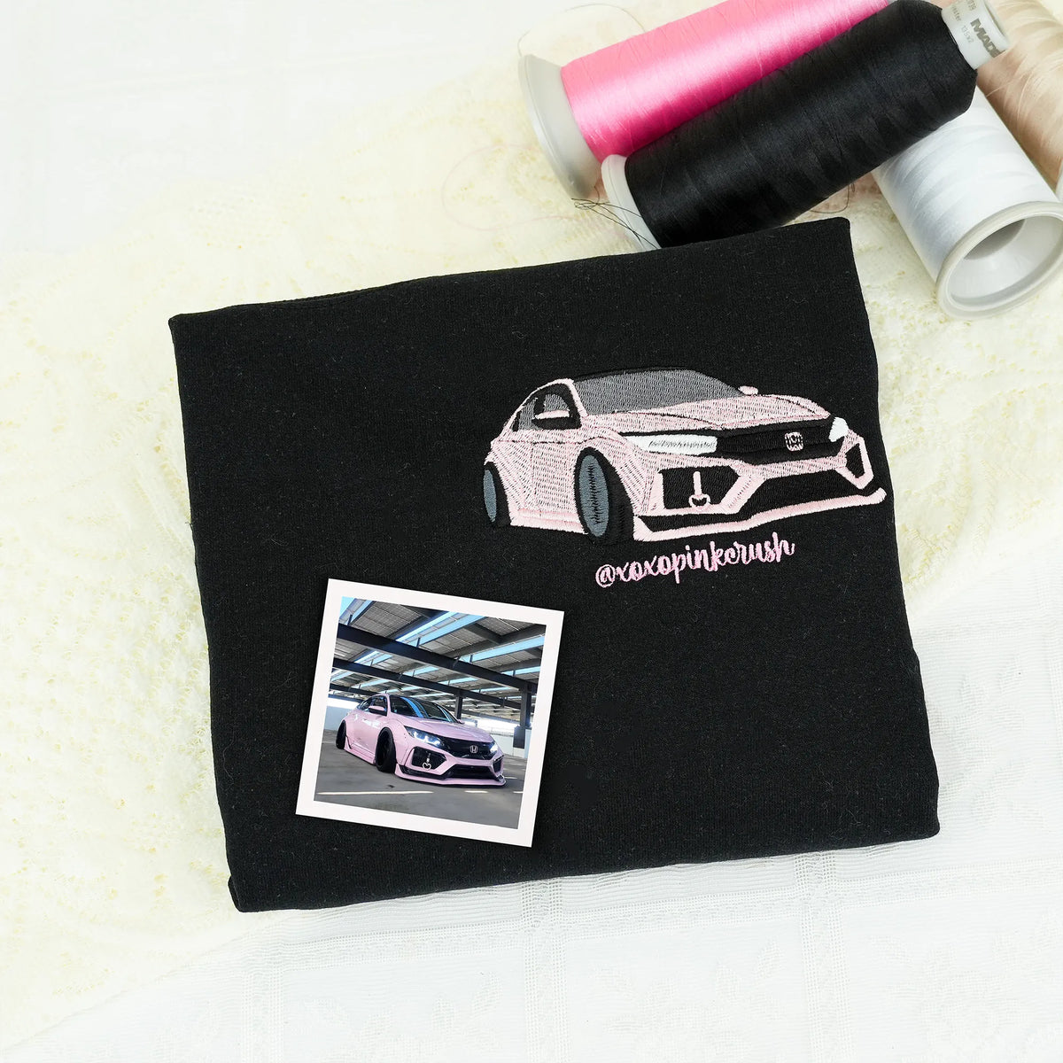 Custom Car Photo Embroidered Hoodie or Sweatshirt – Personalized Gift for Dad, Grandpa, or Car Lovers