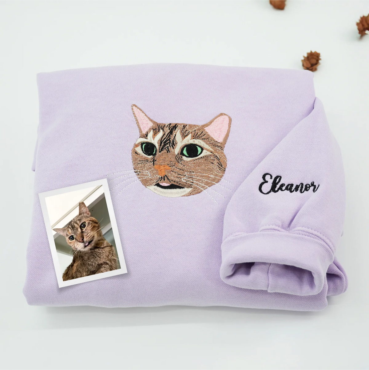 Father’s Day Custom Embroidered Pet Portrait Hoodie or Sweatshirt – Personalized Gift for Pet-Loving Dad and Grandpa