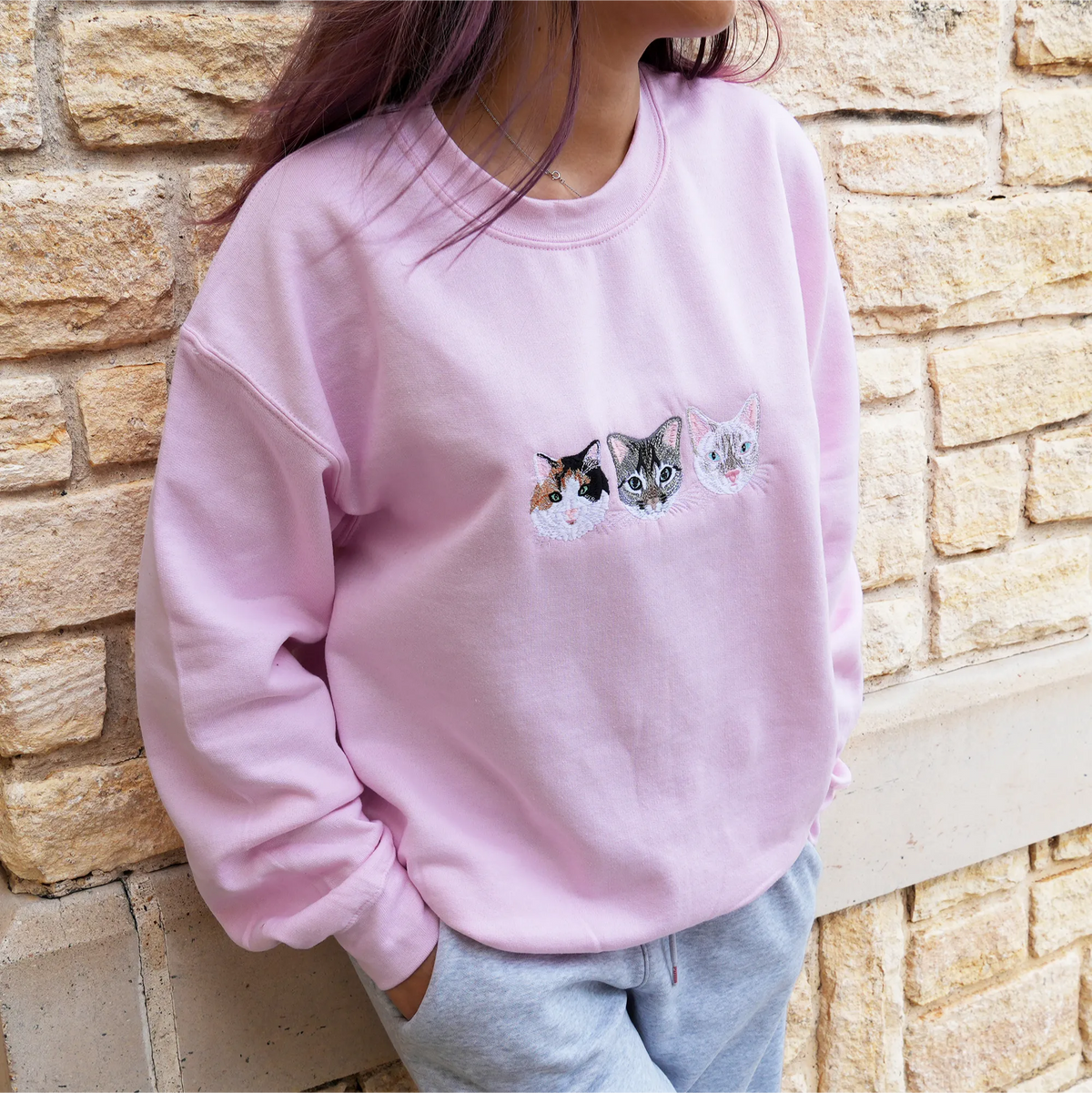 Father’s Day Custom Embroidered Pet Portrait Hoodie or Sweatshirt – Personalized Gift for Pet-Loving Dad and Grandpa