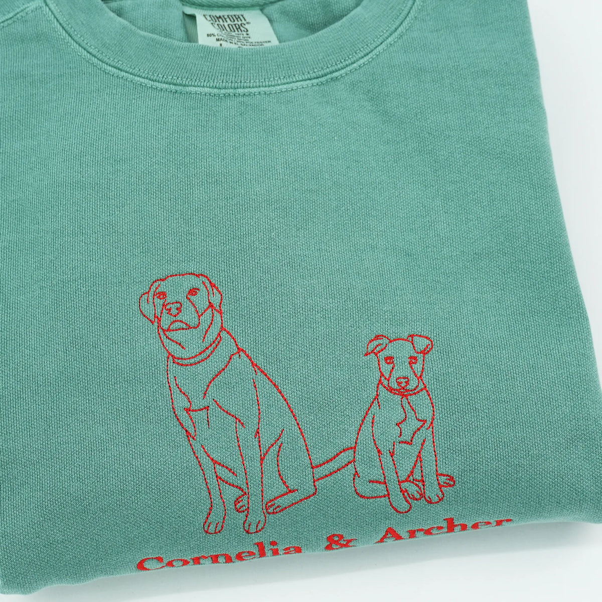 Father’s Day Custom Pet Outline Photo Embroidered Hoodie or Sweatshirt – Personalized Gift for Pet-Loving Dad and Grandpa