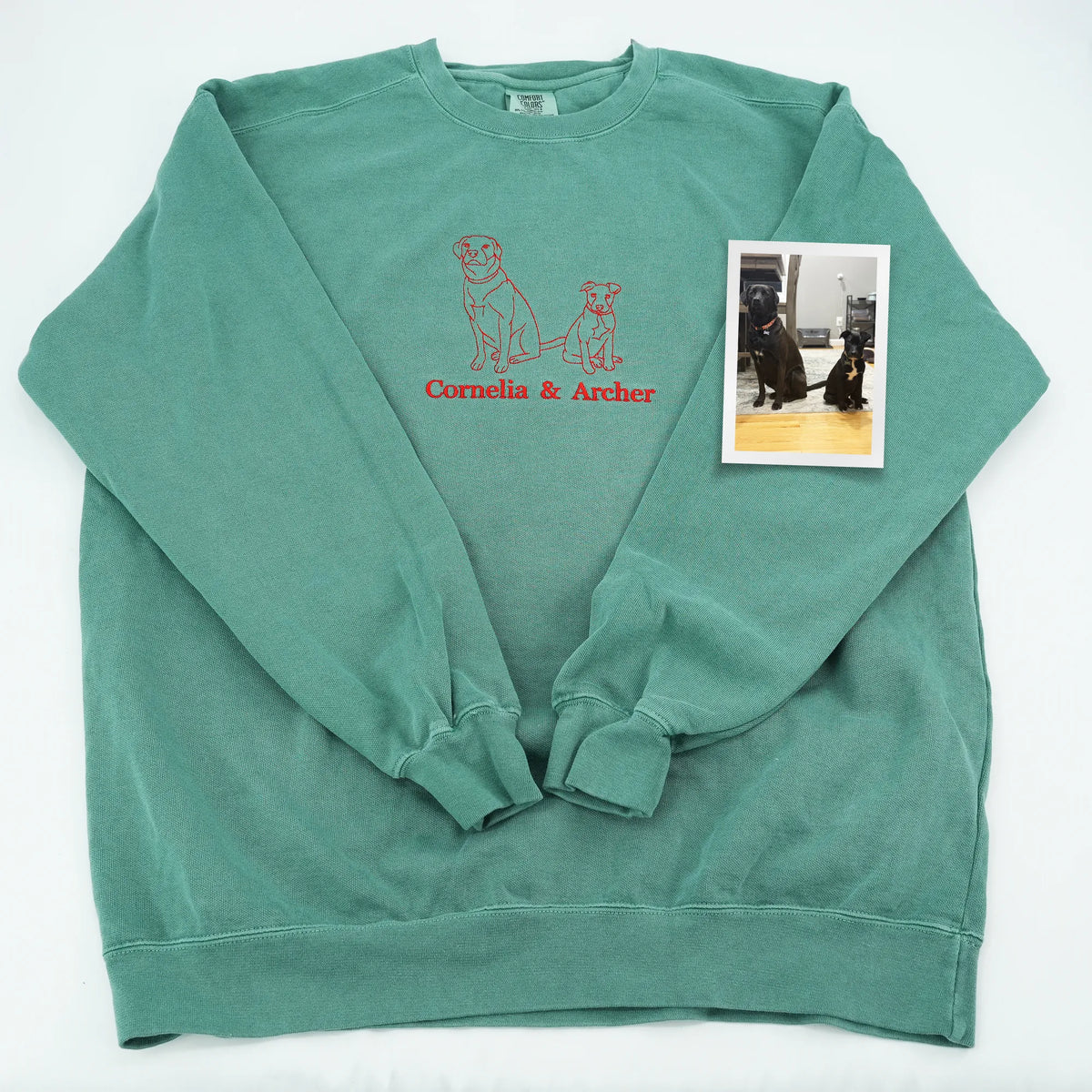 Father’s Day Custom Pet Outline Photo Embroidered Hoodie or Sweatshirt – Personalized Gift for Pet-Loving Dad and Grandpa