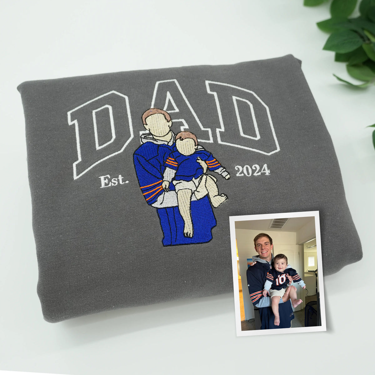 Father’s Day Custom Photo & Nickname Embroidered Hoodie or Sweatshirt – Personalized Gift for Parents and Grandparents