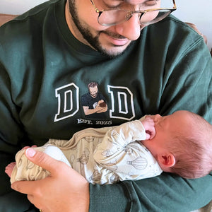 Father’s Day Custom Photo & Nickname Embroidered Hoodie or Sweatshirt – Personalized Gift for Parents and Grandparents