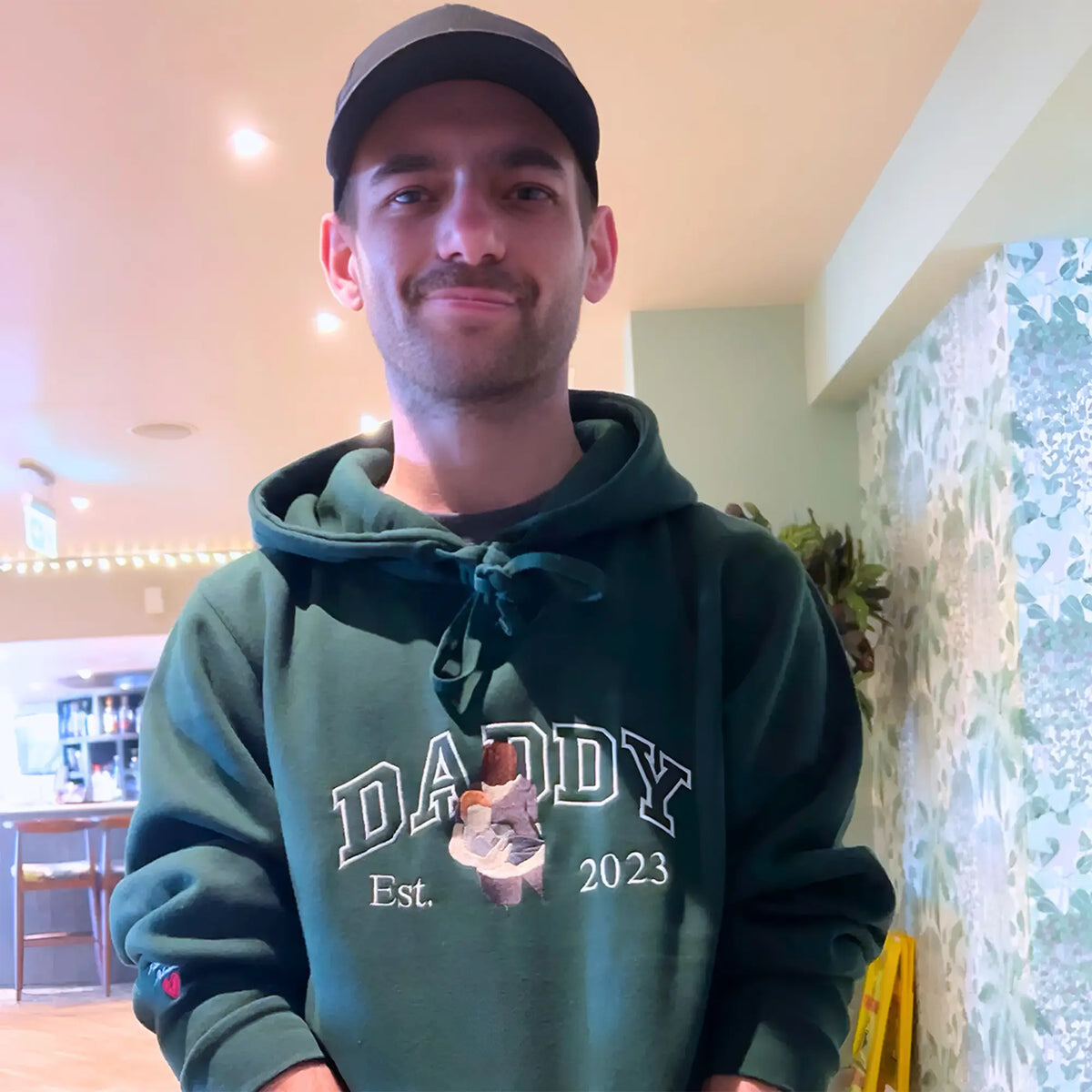 Father’s Day Custom Photo & Nickname Embroidered Hoodie or Sweatshirt – Personalized Gift for Parents and Grandparents