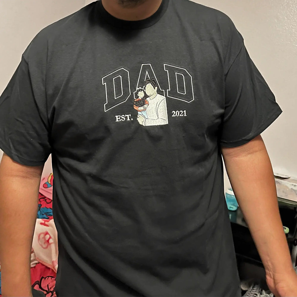 Father’s Day Custom Photo & Nickname Embroidered Hoodie or Sweatshirt – Personalized Gift for Parents and Grandparents