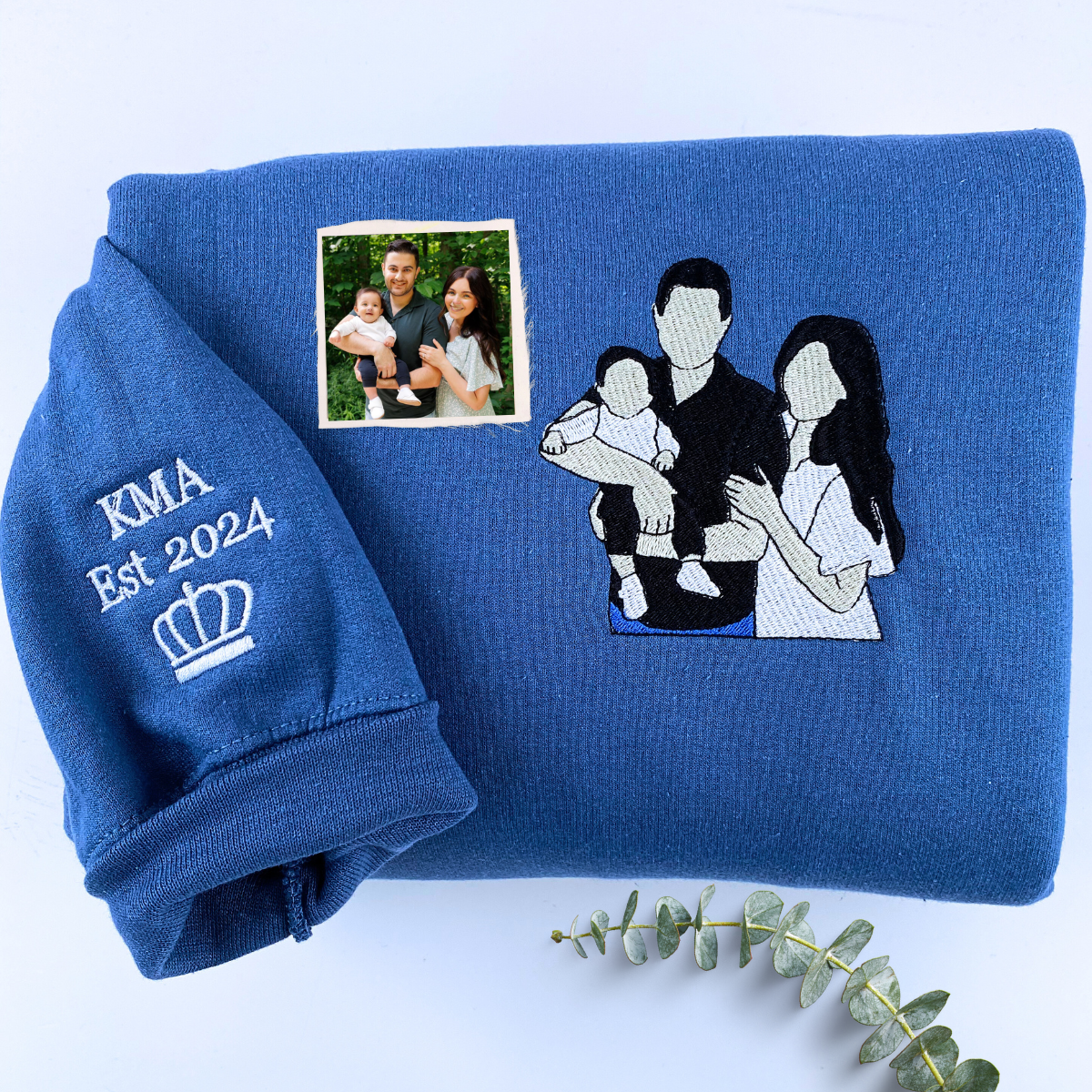 Personalized Gifts for Mom and Dad with Embroidered Photo Portrait, Kids Names on Sleeve - Embroly