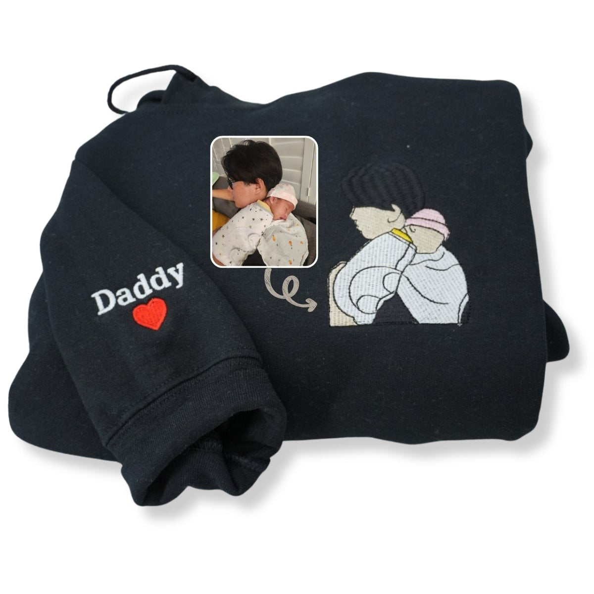 Father and Daughter Photo Portrait Black Sweatshirt